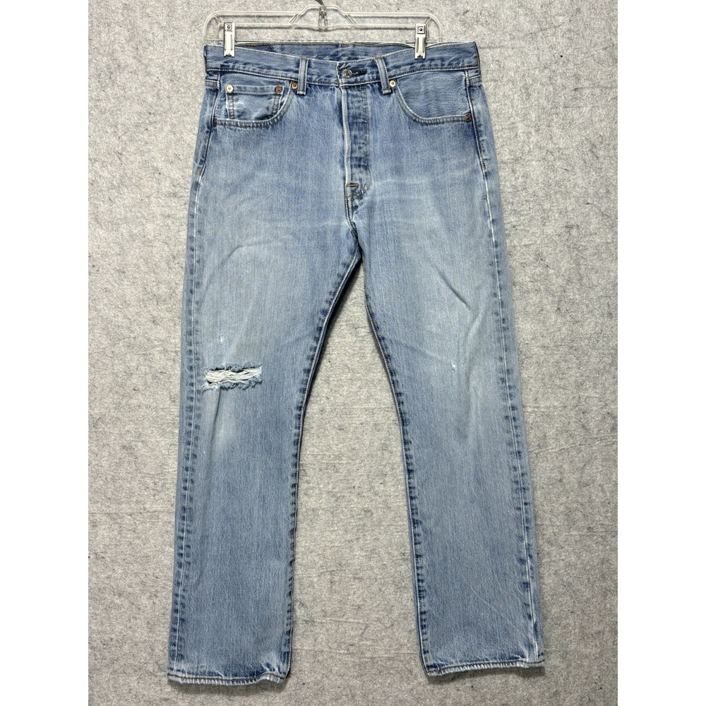 Levi's 501 Men's Jeans 32x30 Light Wash Distressed Button Fly Y2K Vintage